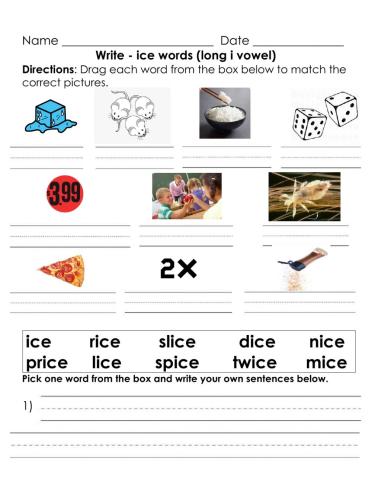 Long Vowel Word Match (ice)