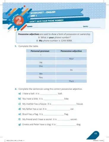 Possessive Adjectives