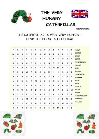 The very hungry caterpillar wordsearch