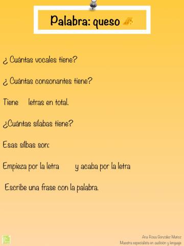 Mira la palabra dada y responde a las siguientes preguntas