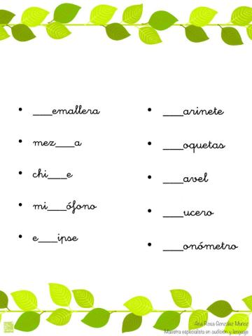 Escribe cr o cl en cada hueco para formar palabras con sentido.