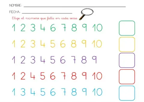 Elige el número que falta en la serie