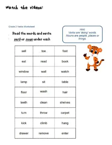 Verbs and nouns