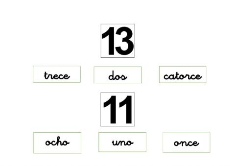 Elige la palabra que corresponde al número.