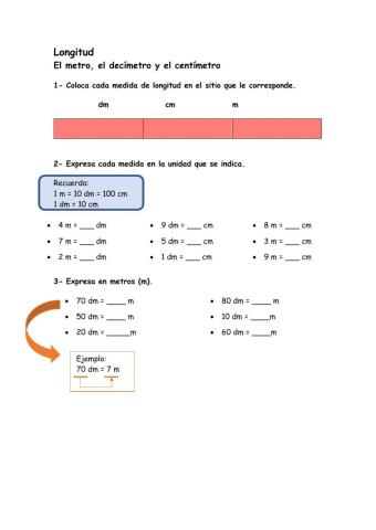 El metro, el decímetro y el centímetro