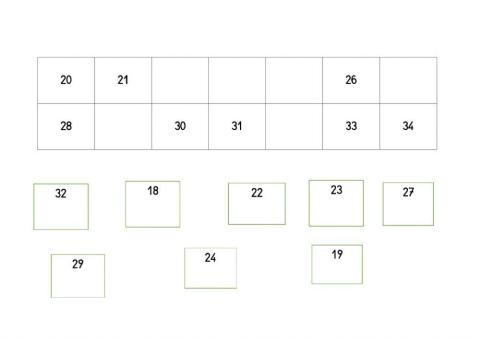 Completa la tabla de números del 20 al 30.