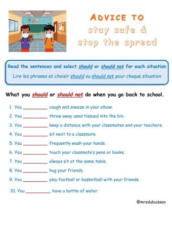 CORONAVIRUS Back to school ADVICE