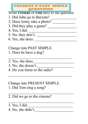 Present and Past Simple Questions