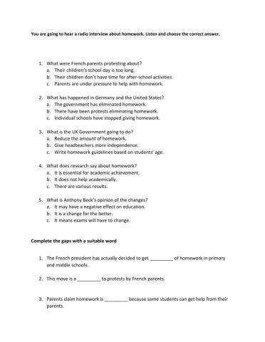 Radio Interview about Homework