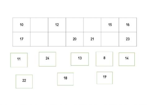 Completa la tabla de números 10 al 20.