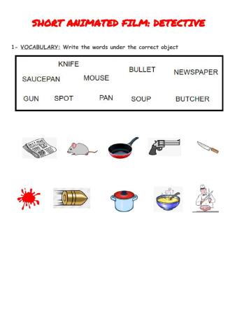 Past simple based on Short Film The detective