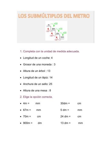 Submúltiplos del metro