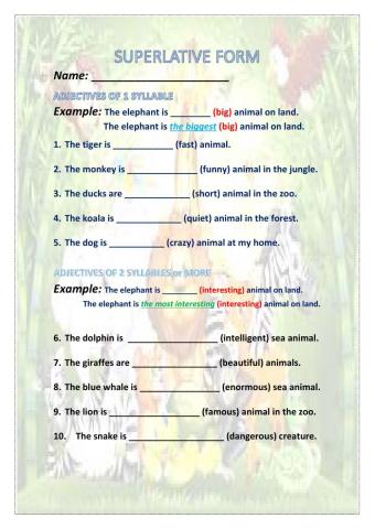 Superlatives adjectives