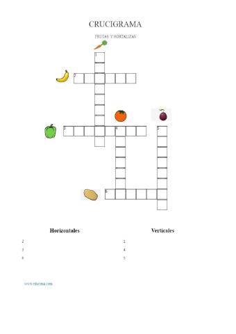 Crucigrama frutas y hortalizas