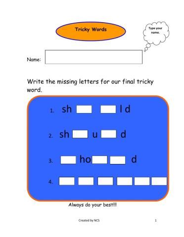 Tricky Word: Should