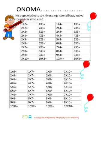 Επανάληψη στις Προπαίδειες