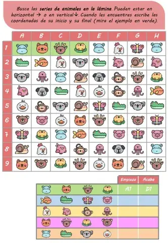 Encuentra la secuencia de animales-Cálculo mental