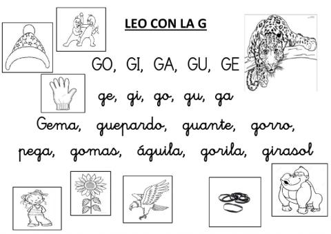Lectura de sílabas y palabras con la G