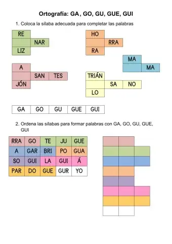 Ortografía GA GO GU GUE GUI 2