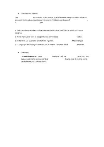 La noticia. El entremés.