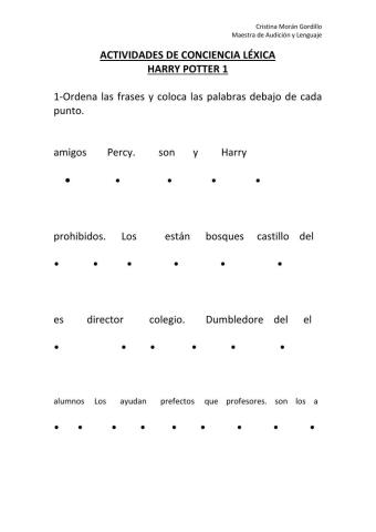 Conciencia léxica Harry Potter