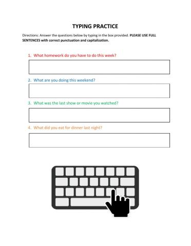 Typing Practice - Answer Questions