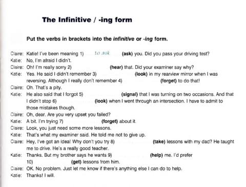 The Infinitive - -ing form