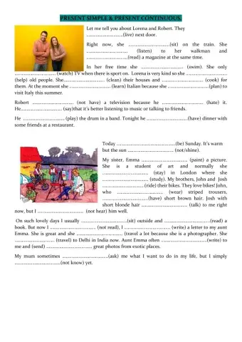 Present Simple - Continuous. Pictures.