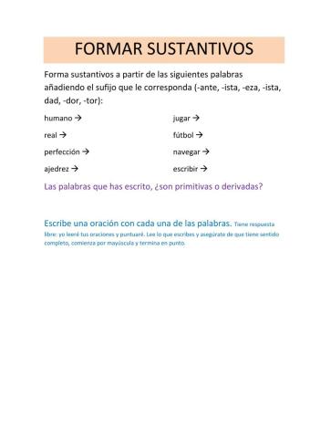 Formar sustantivos