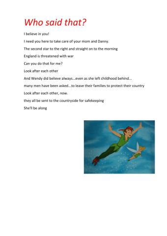 Peter Pan return to Never Land (5 min)