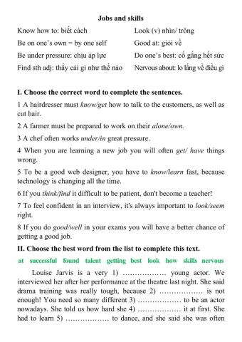 Activate B1 - Unit 1 - Jobs and skills