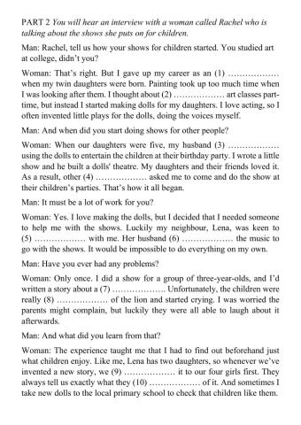 Pet 5 test 3 listening part 2