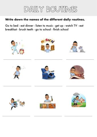 Daily routines vocabulary