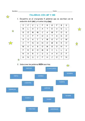 Palabras con MP y MB- Ficha 2