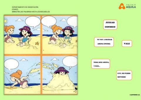 Arrastra las frases de los bocadillos del comic