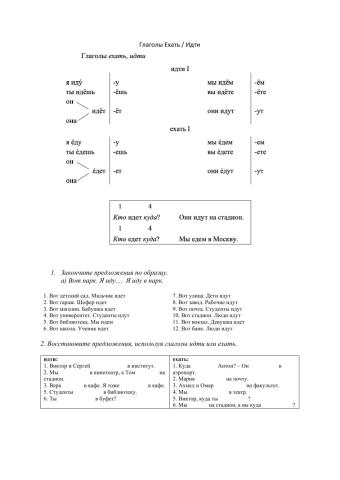 Глаголы движения