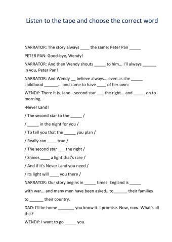 Peter Pan dictation