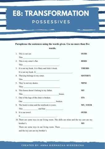 E8: transformations (possesives)