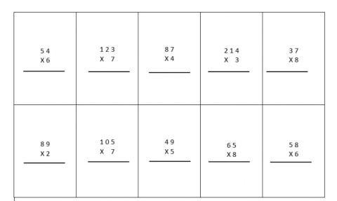 Multiplicaciones de una cifra con llevadas