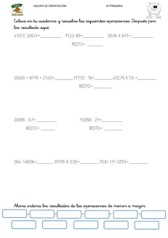 Emoaurelio. Operaciones. 6º PRIMARIA