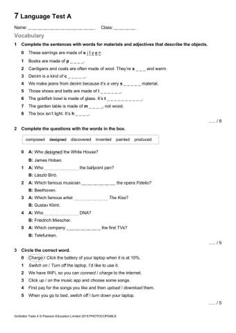 Go-getter 4 Unit 7 test