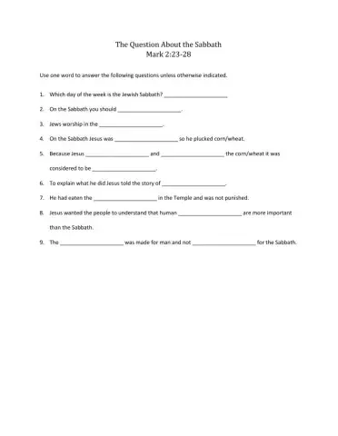 The Question About the Sabbath