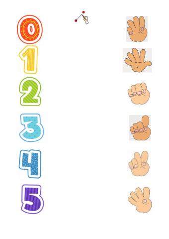 UNE CADA NÚMERO CON SU MANO CORRESPONDIENTE