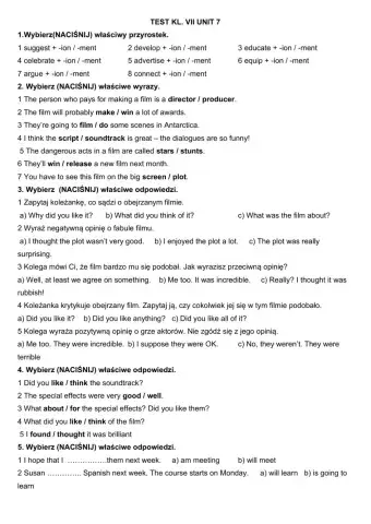 All Clear 7 unit 7 test