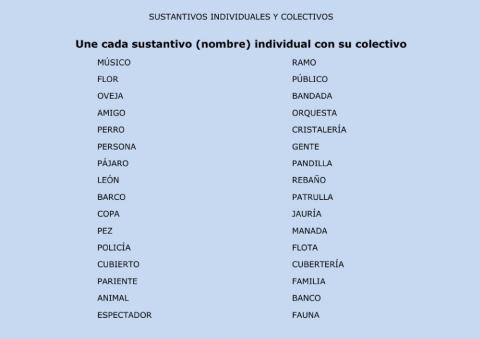 Sustantivos Individuales y Colectivos