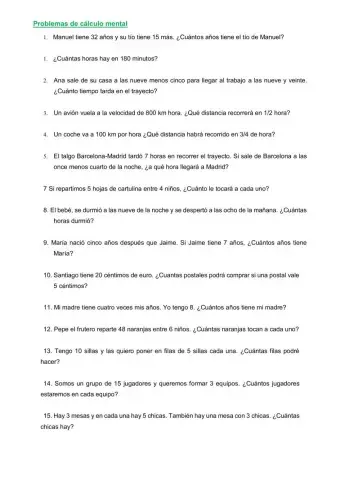Problemas de calculo mental