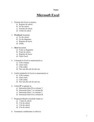 Test grila M.Excel