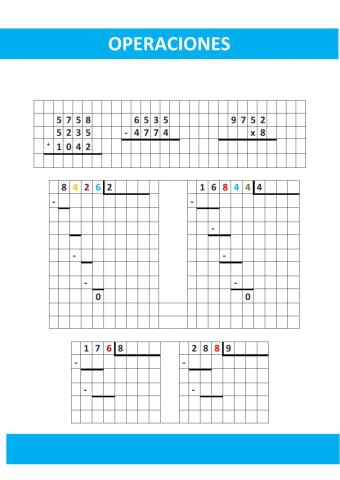 Operaciones básicas 3º primaria