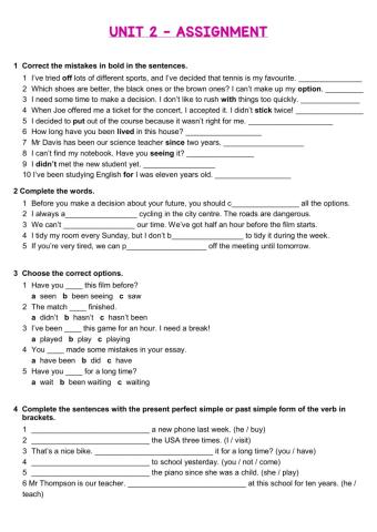 Unit 2 - Vocablary and grammar
