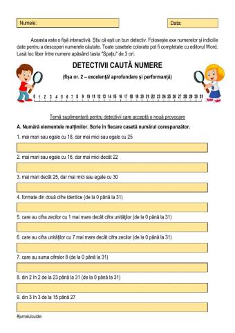 Detectivii caută numere - 0-31-nivel 2